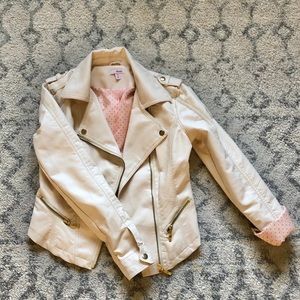 Cream faux leather jacket